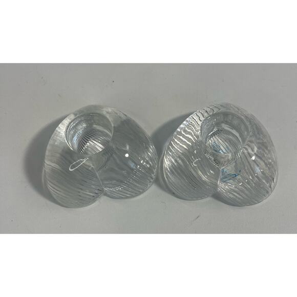 Vintage Toscany Candle Holders Taper Heart Shape Clear Glass Japan  - Picture 1 of 4